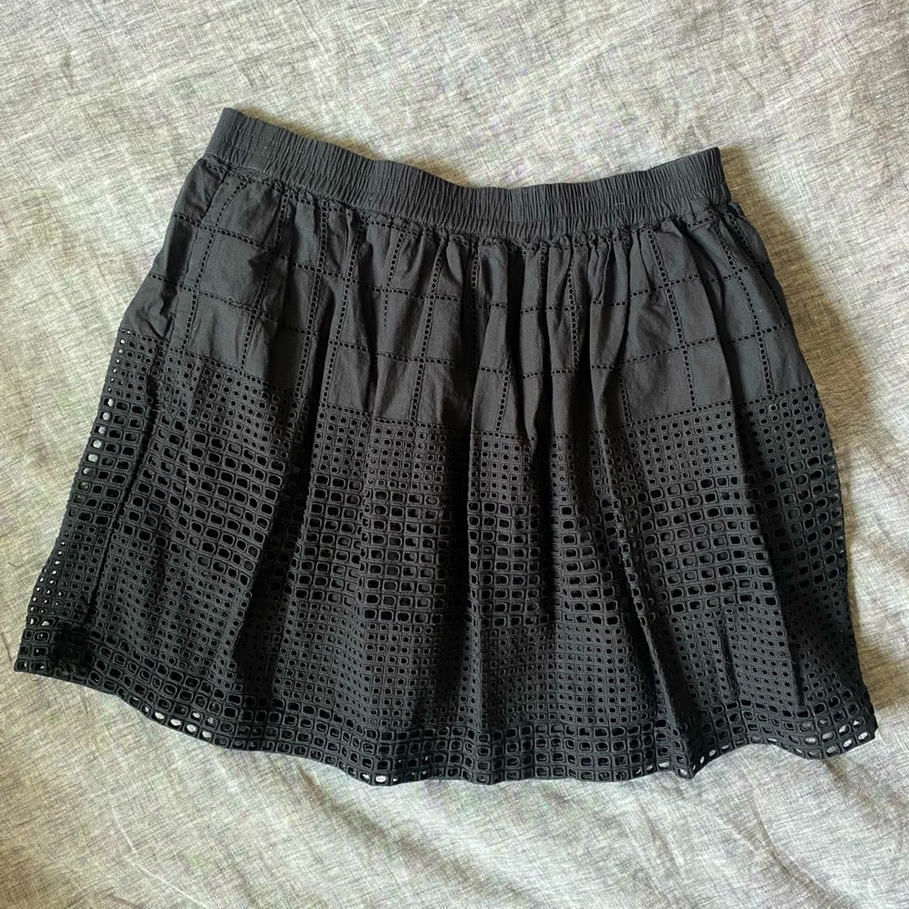 Madewell Black Eyelet Skirt, size M